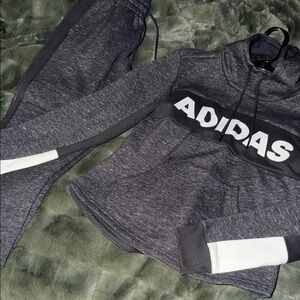 Adidas Charcoal Tracksuit with White Details